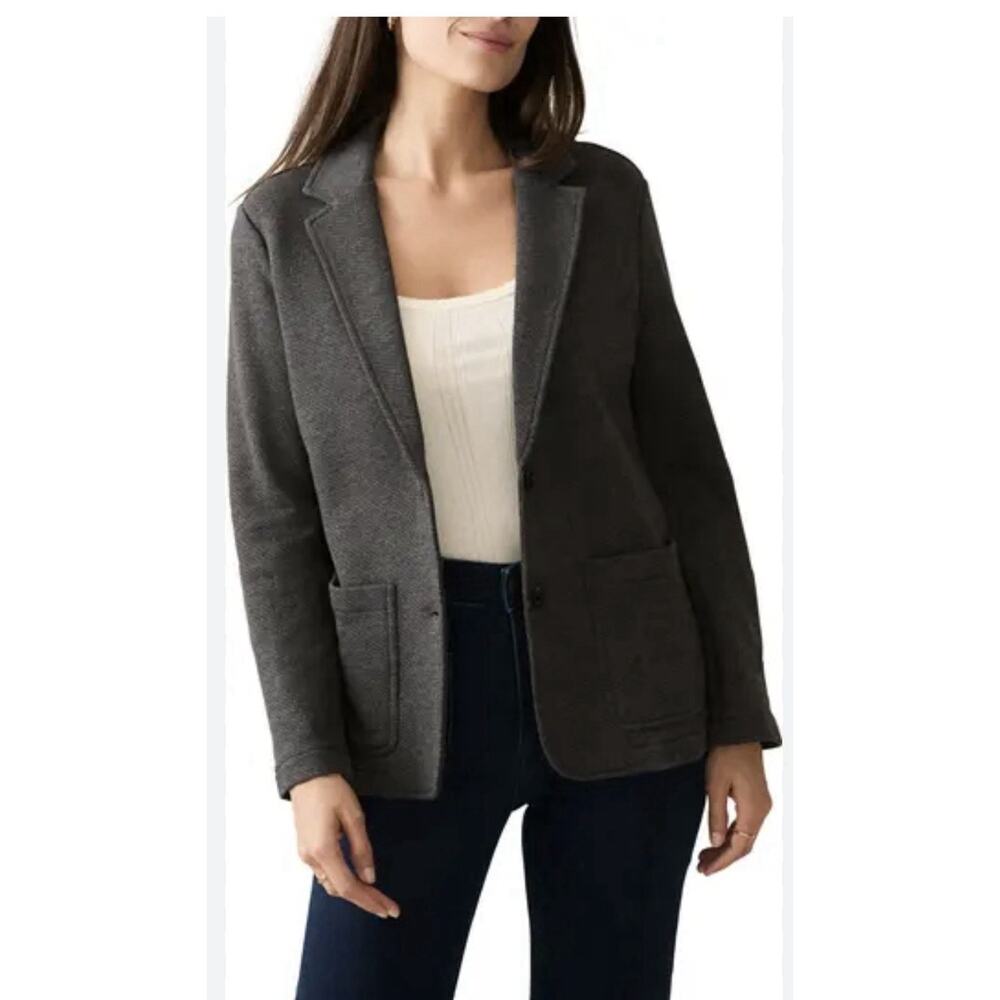 Faherty Inlet Knit Blazer Jacket XL Charcoal Gray Women's Dark Academia